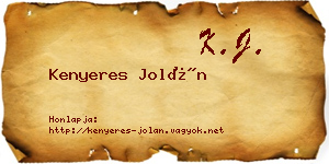 Kenyeres Jolán névjegykártya