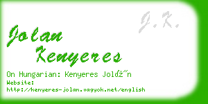 jolan kenyeres business card